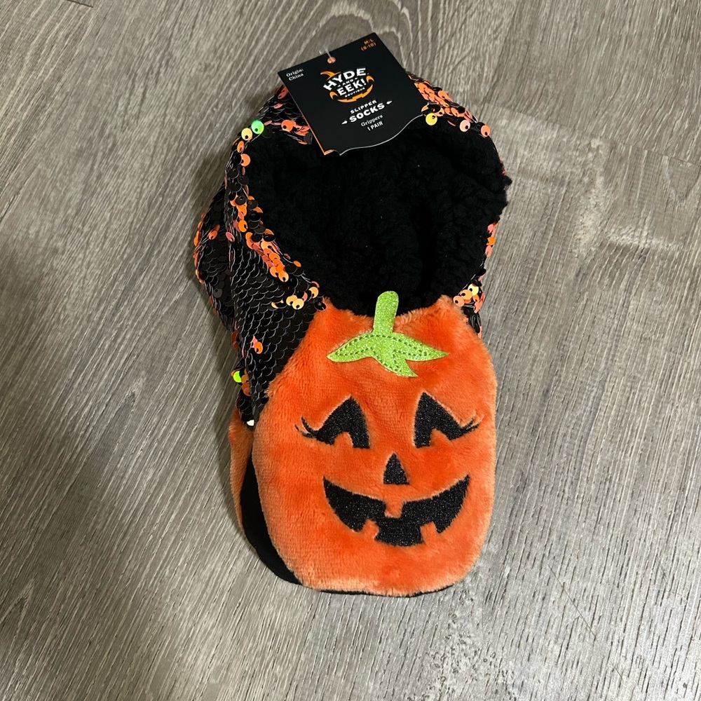 Hyde and Eek Pumpkin Slipper Socks Adult